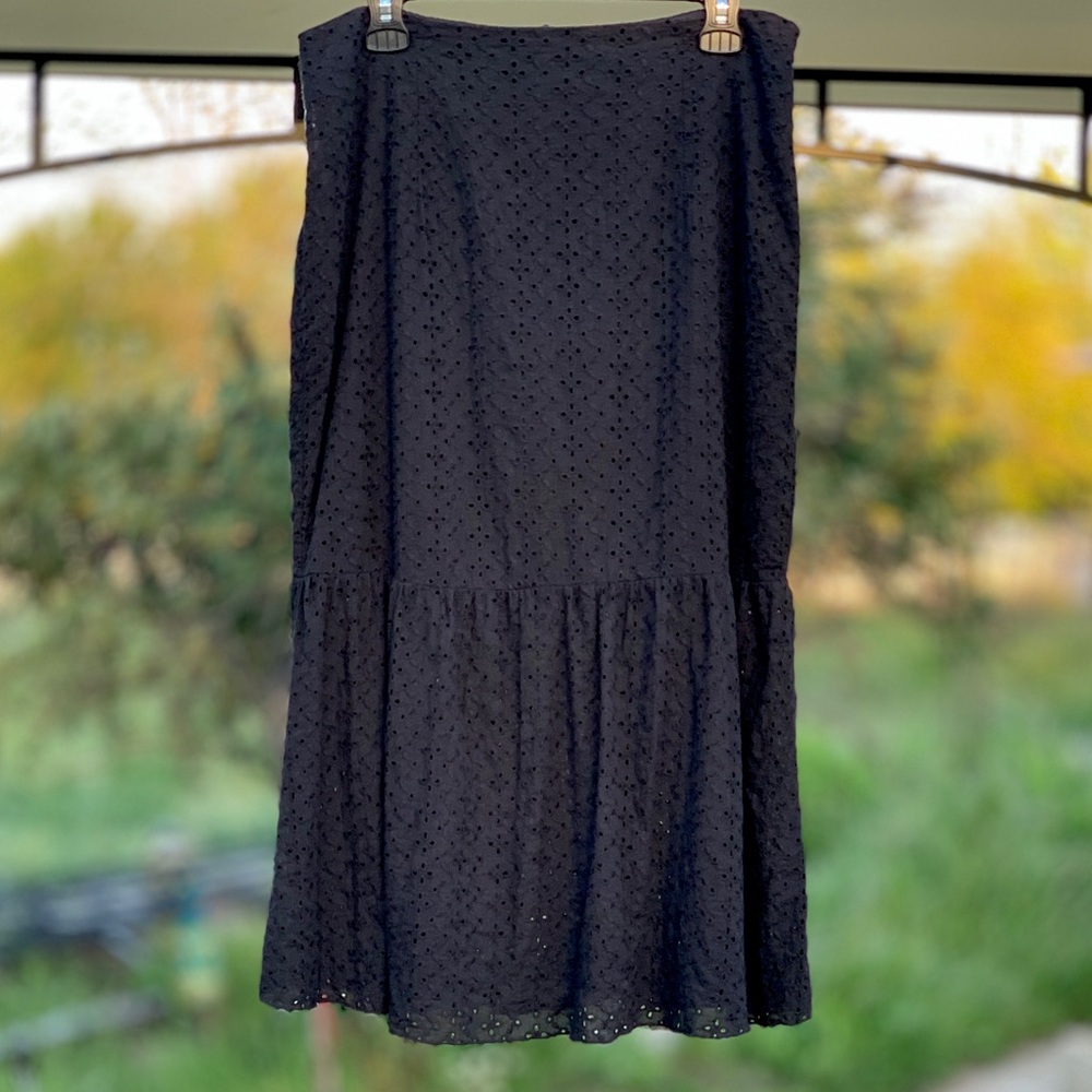 SHEIN Black Eyelet Maxi Skirt ~ XL/12
